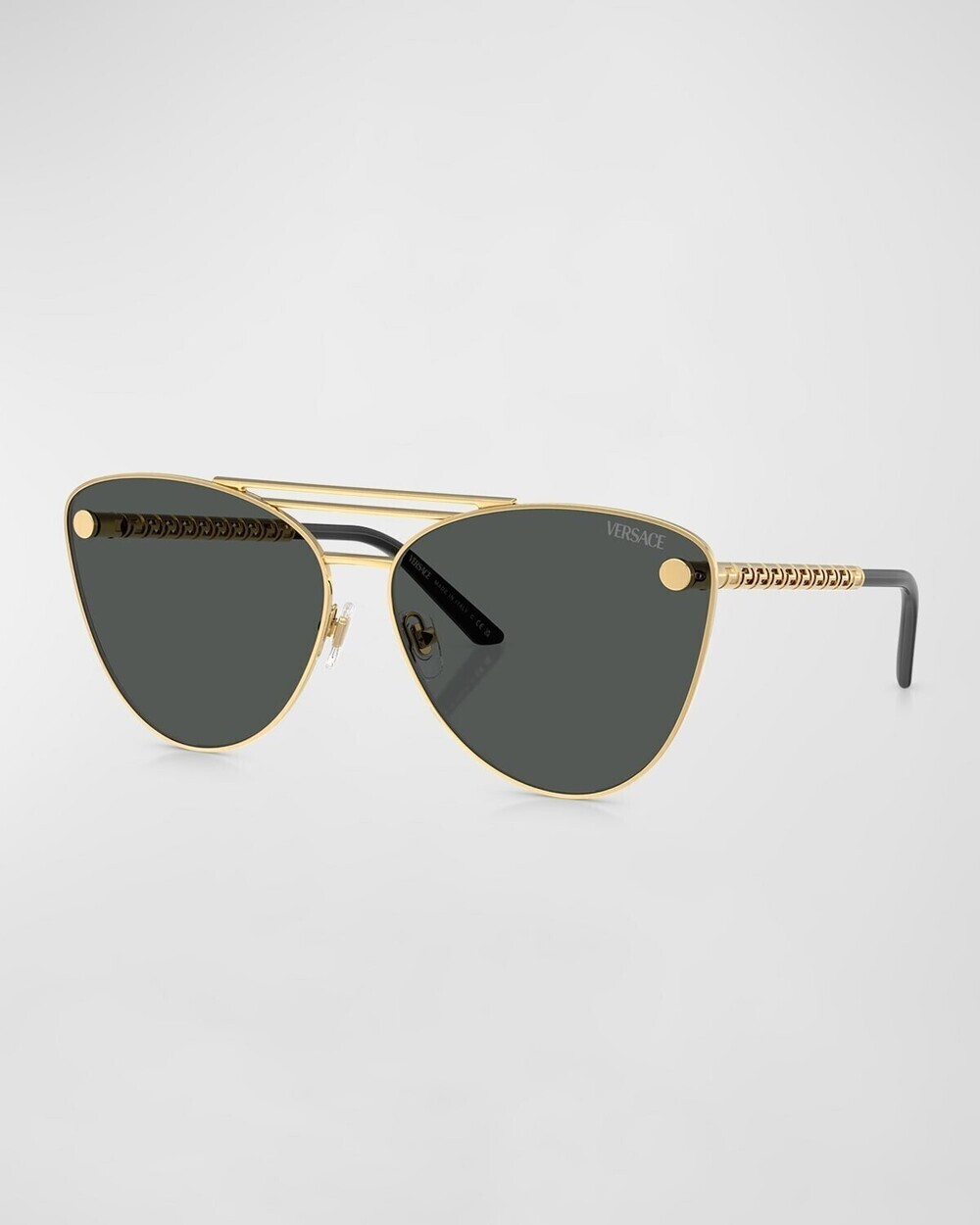 NWT Versace 0VE2267-100287-64 Gold Rectangle 64mm Sunglasses